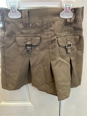 Carter's Brown Girls Pleated Skort with Buckle Pocket Details